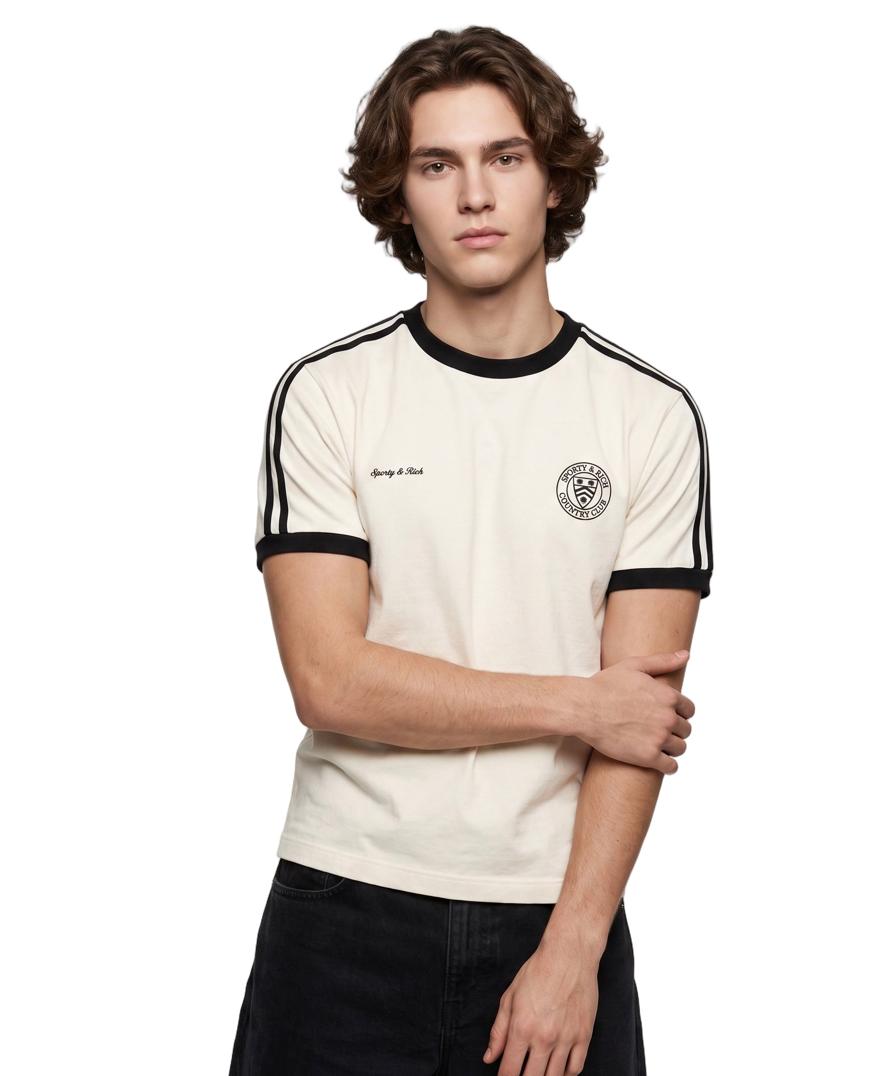 Country Club  Ringer Tee Slim Fit  - Off White