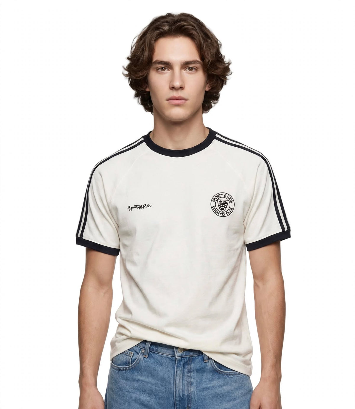 Country Club  Ringer Tee Slim Fit  - Cream