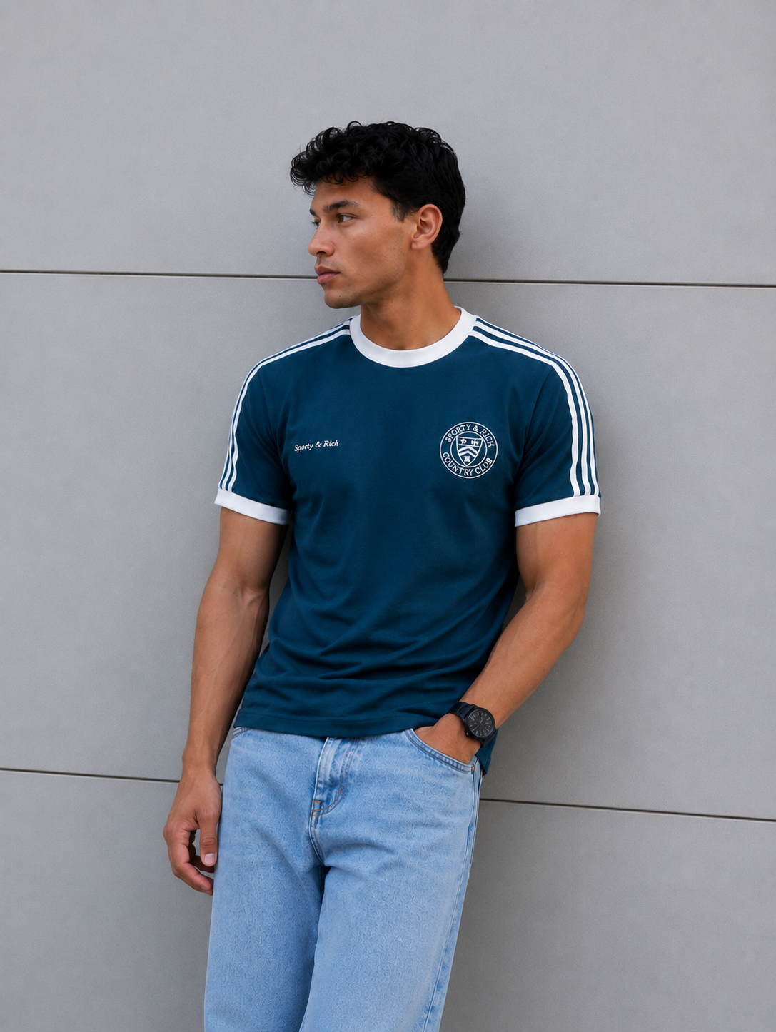 Country Club  Ringer Tee Slim Fit - Petrol
