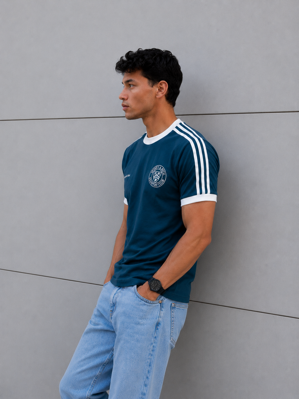 Country Club  Ringer Tee Slim Fit - Petrol