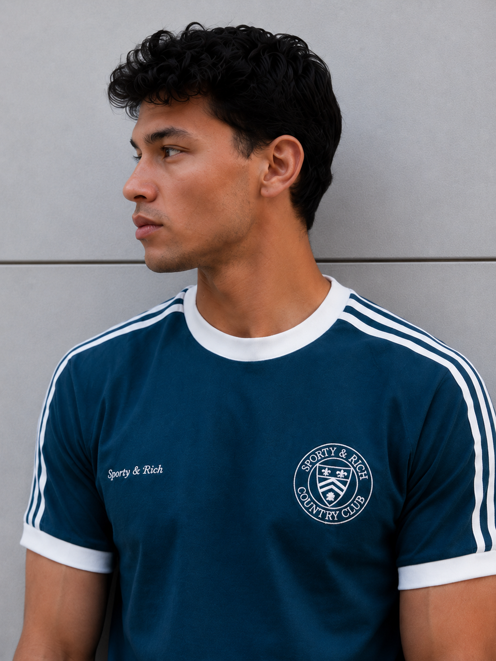 Country Club  Ringer Tee Slim Fit - Petrol