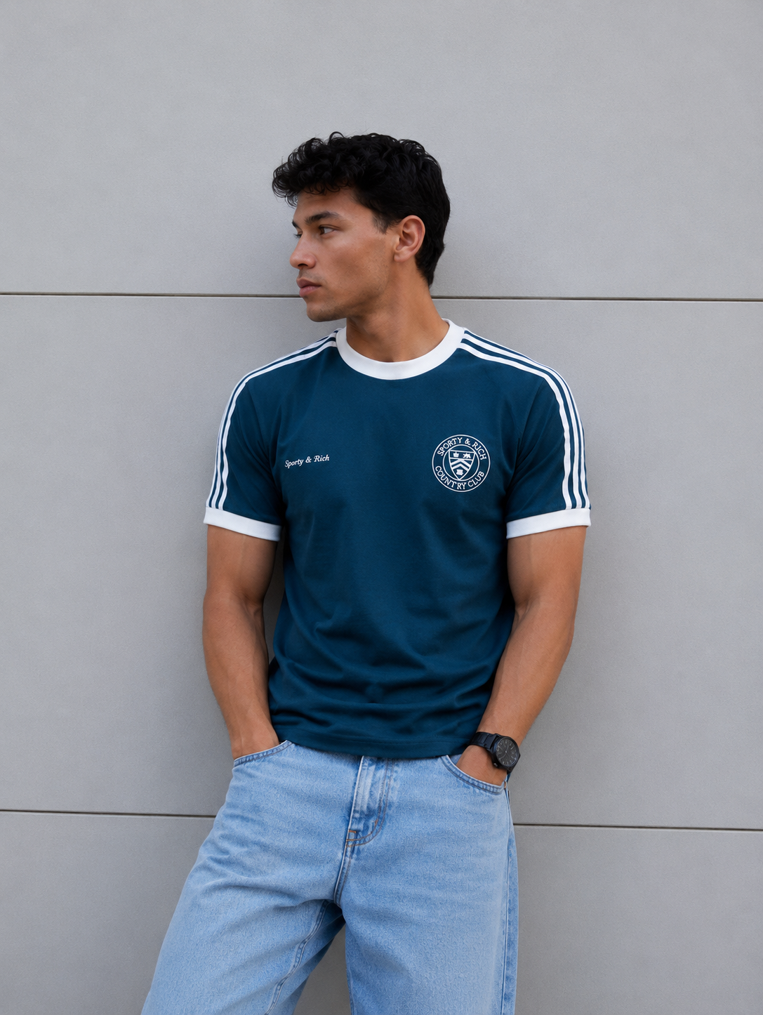 Country Club  Ringer Tee Slim Fit - Petrol