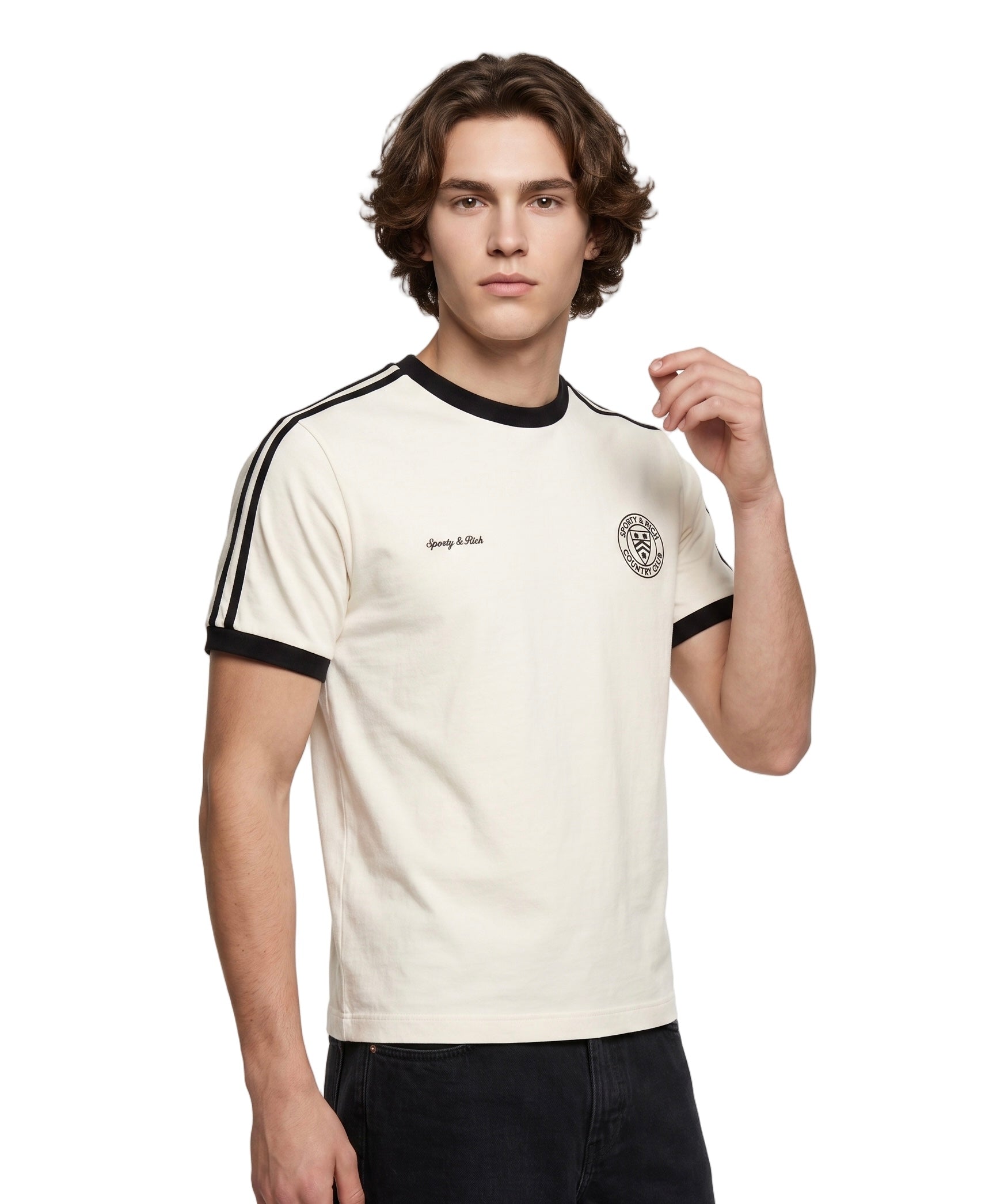Country Club  Ringer Tee Slim Fit  - Off White