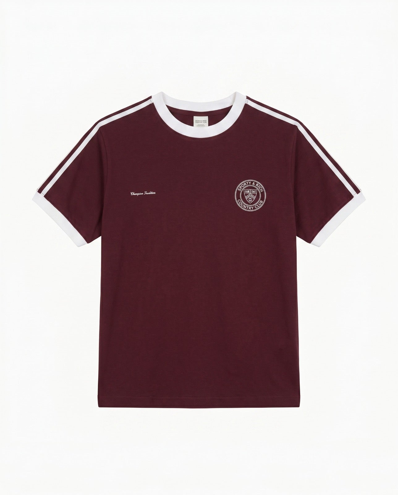 Country Club Ringer Tee Slim Fit - Burgundy