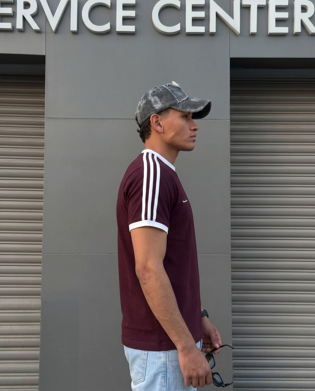 Country Club Ringer Tee Slim Fit - Burgundy