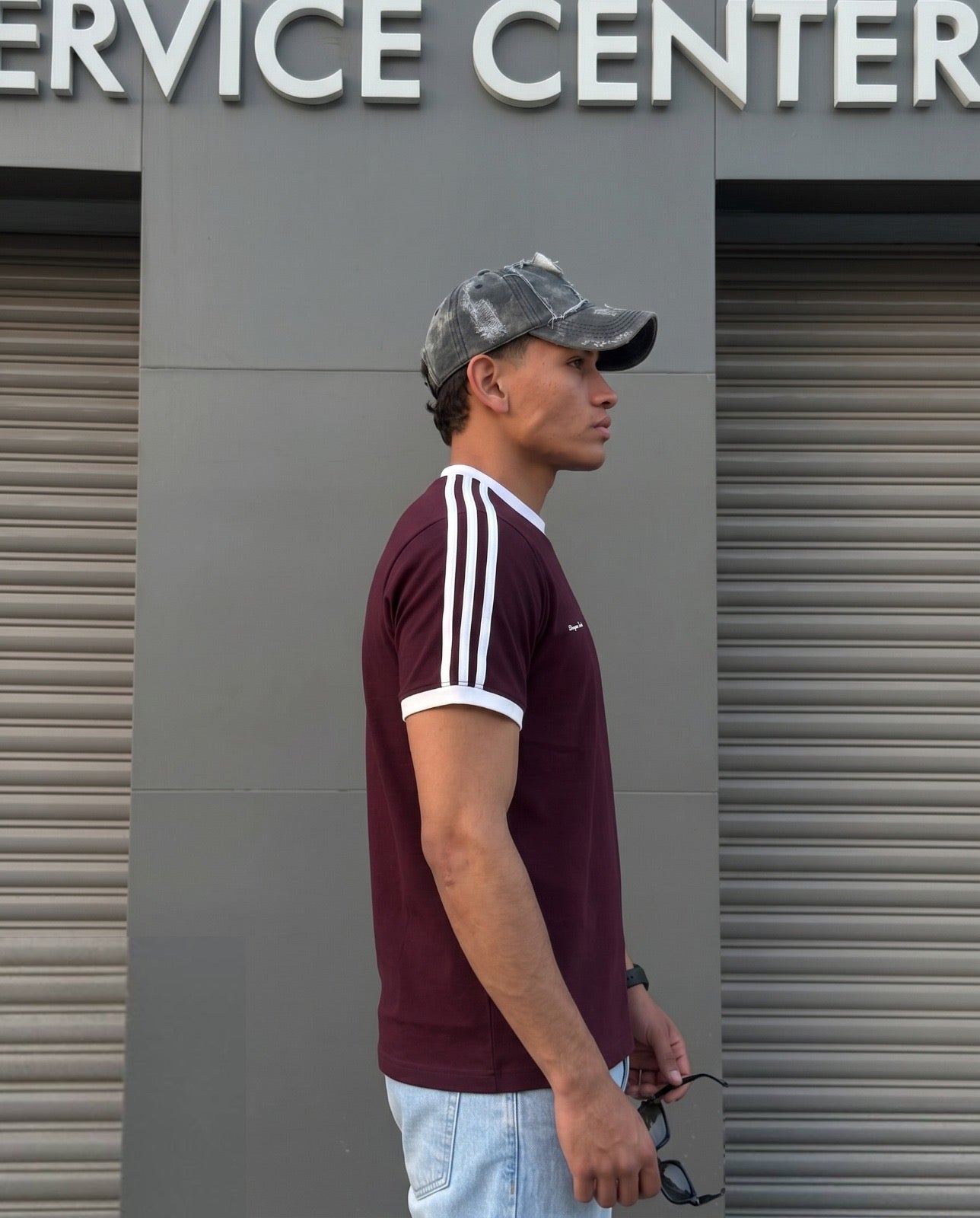 Country Club Ringer Tee Slim Fit - Burgundy