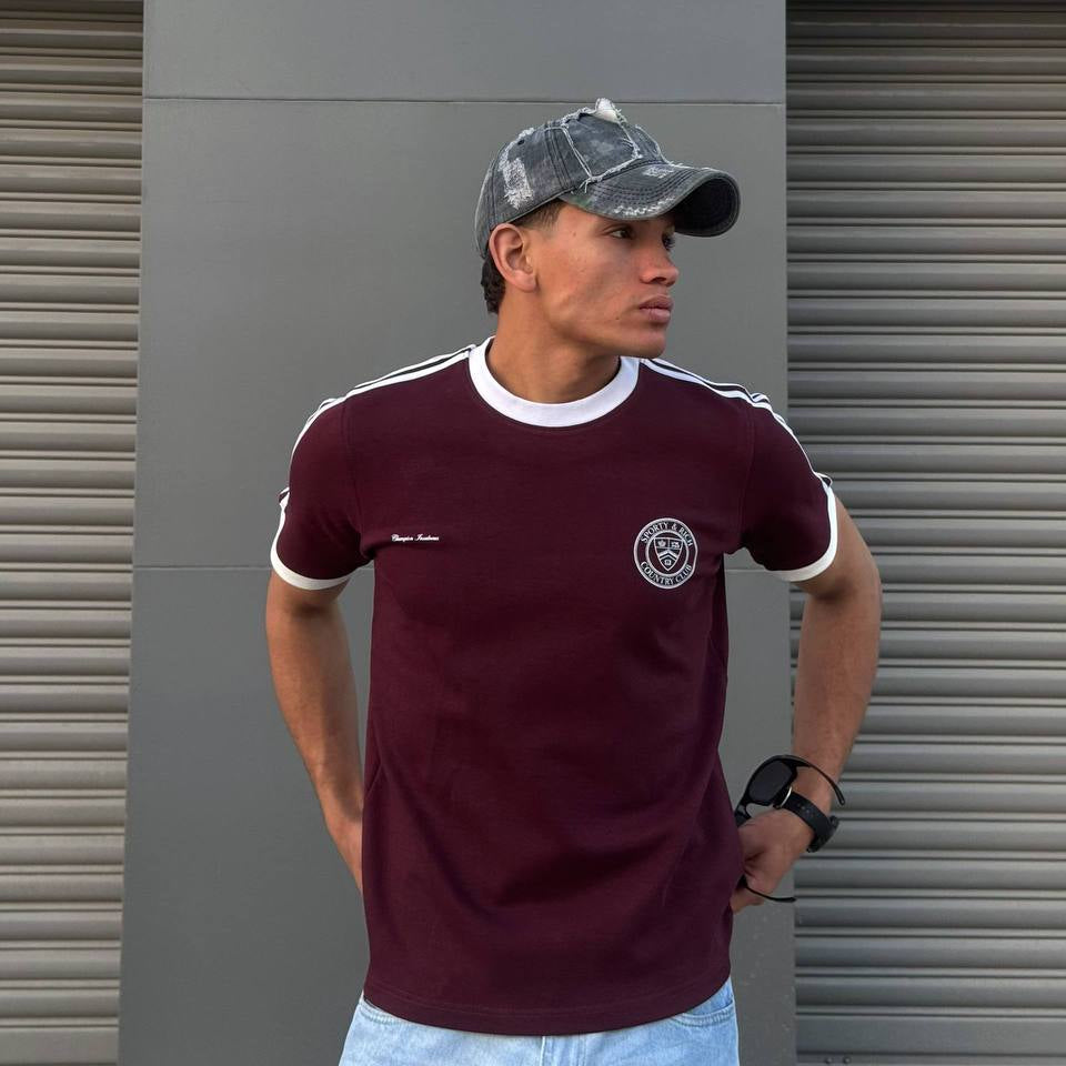 Country Club Ringer Tee Slim Fit - Burgundy
